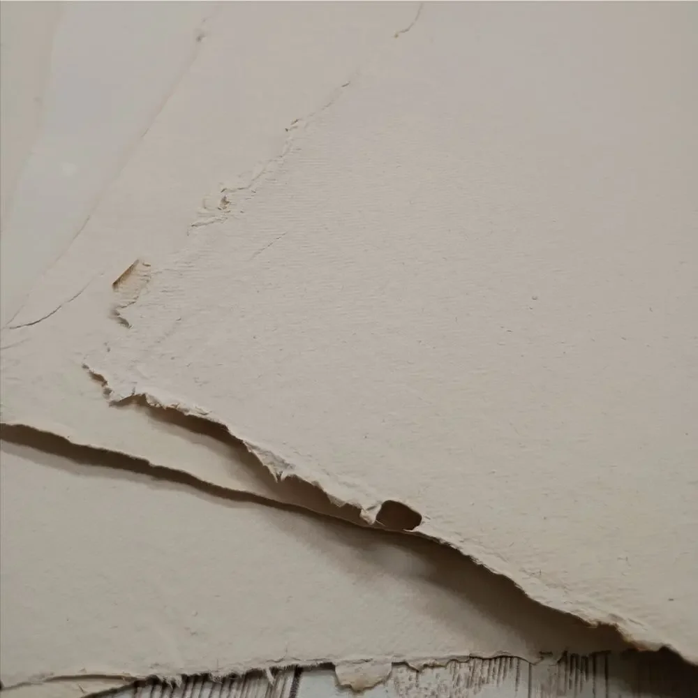 Handmade Papers , 10 Thin Cream Deckled Edge Sheets